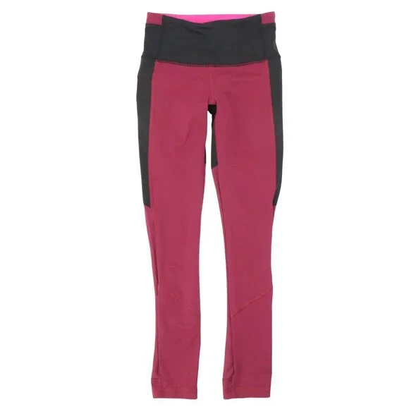 Lululemon All You Need Colorblock Leggings Tights 2 Black Dashing Purple Magenta - Picture 6 of 10